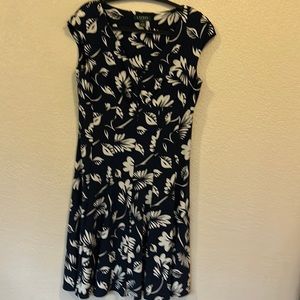Ralph Lauren Navy Blue/White Floral Dress size 14